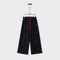 AELE【红黄扣】撞色设计抽绳松紧腰休闲阔腿裤 K853 3055 AD