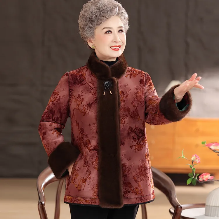 老年人冬装女新中式国风加绒上衣婆婆妈妈加厚唐装外套奶奶装衣服