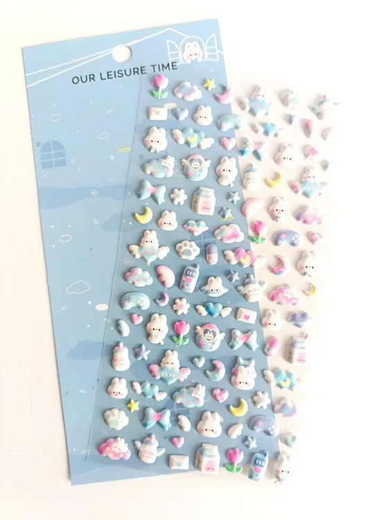 可爱萌宠小兔子3D立体泡棉贴纸手账素材手机壳DIY装饰立体泡泡贴