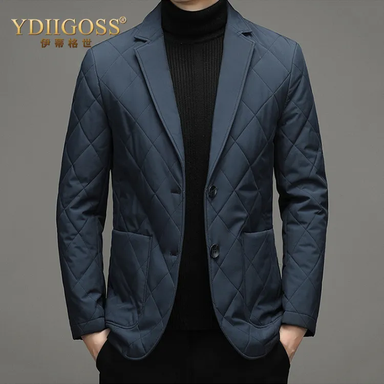 YDIIGOSS商务棉服男加厚冬季西装领棉衣外套中年休闲男士保暖棉