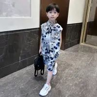 男童夏季薄款套装2025新款中大童休闲风帅气衬衫短裤两件套童装潮