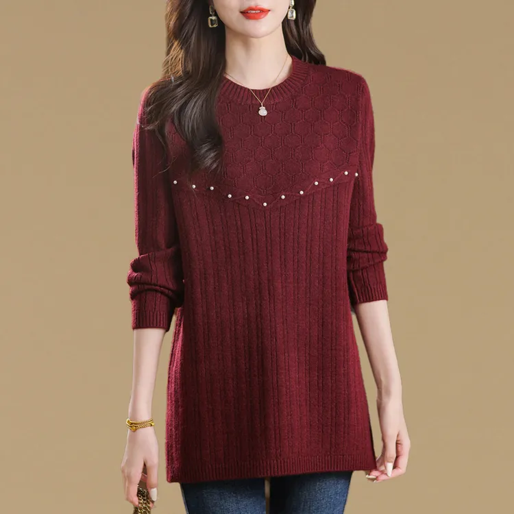 洋气上档次中长款遮屁股毛衣女套头秋冬新款宽松内搭针织打底衫厚