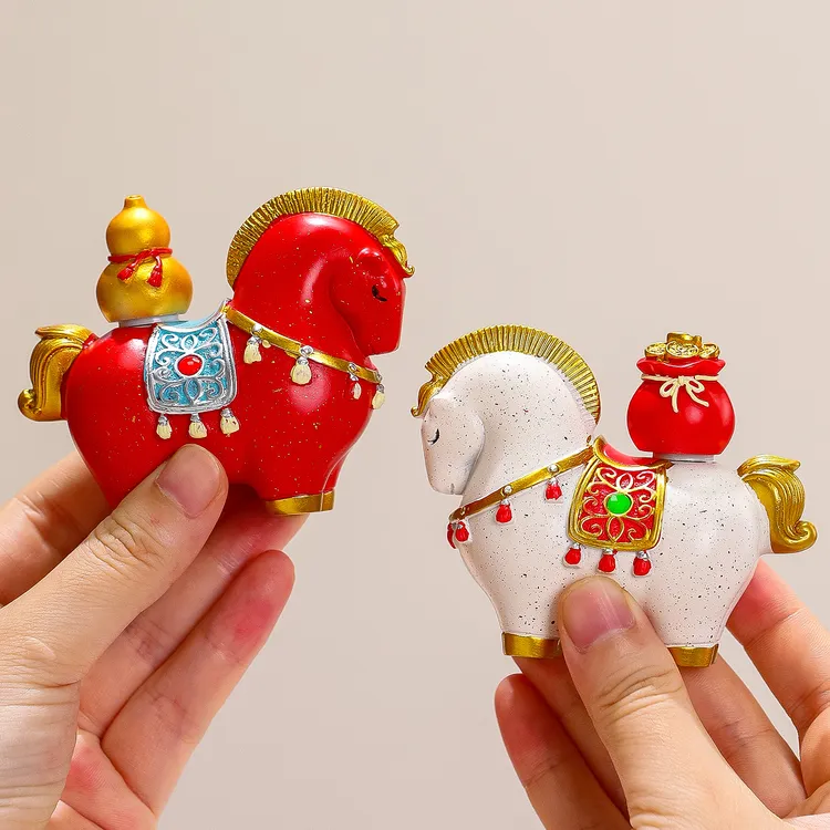 国潮生肖马摆件礼盒马上发财伴手礼家居桌面装饰品马年吉祥物