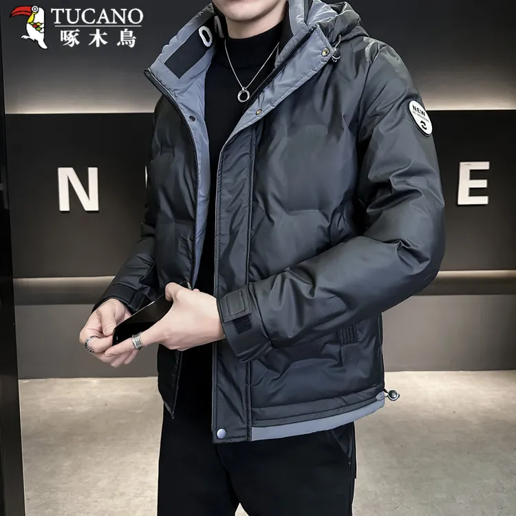 TUCANO/啄木鳥保暖外套男士连帽冬季款免洗外套潮流百搭羽绒棉服