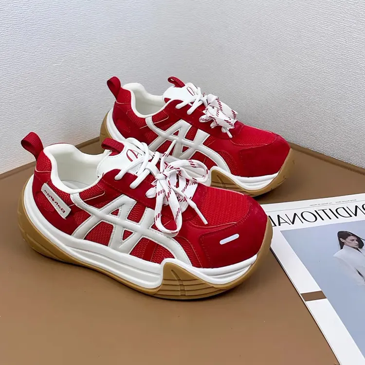 女鞋复古厚底增高5.5cm阿甘德训鞋2025秋季运动休闲鞋百搭老爹鞋