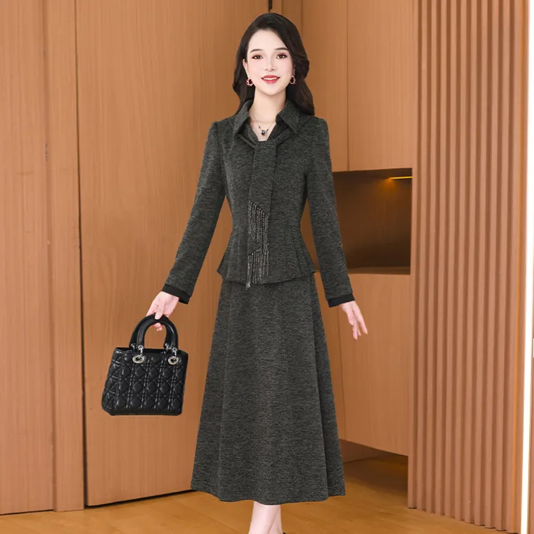 【两件套】27964泓澄茂秋季轻奢贵夫人气质时尚大气修身显瘦套裙