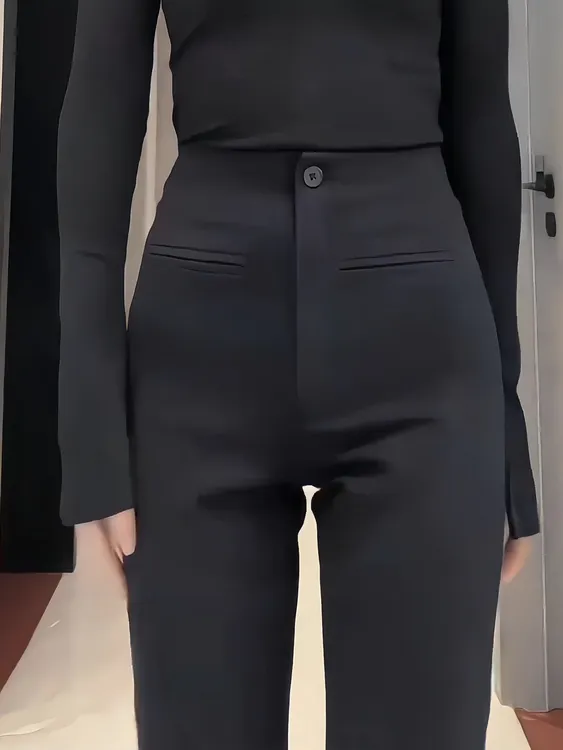 黑色微喇西装裤女2025秋季新款高腰显瘦弹力修身小个子马蹄喇叭裤