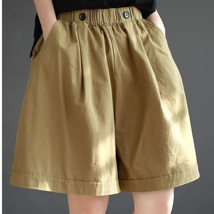 夏季五分阔腿裤大码女装韩版薄款高腰显瘦棉质百搭外穿小个子短裤