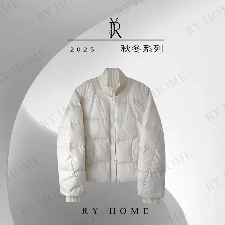 【容雨RYHOME】90%白鹅绒时尚拼接针织领白鹅绒服254YF1519