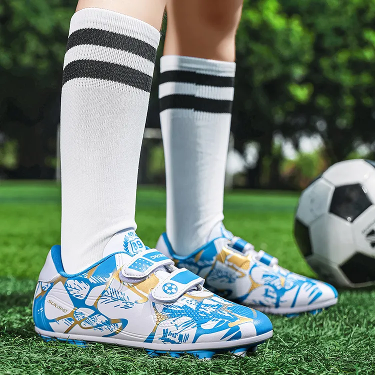 足球鞋中小学生户外运动比赛训练长短钉防滑耐磨魔术贴儿童运动鞋