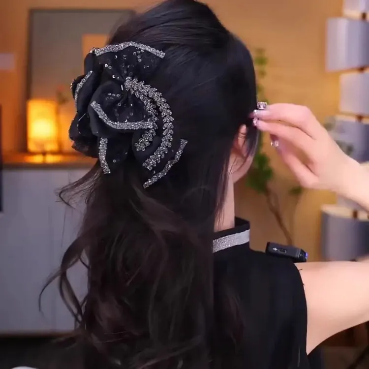 韩版高级感AB面显气质蝴蝶结抓夹后脑勺精致百搭发饰发卡鲨鱼夹女