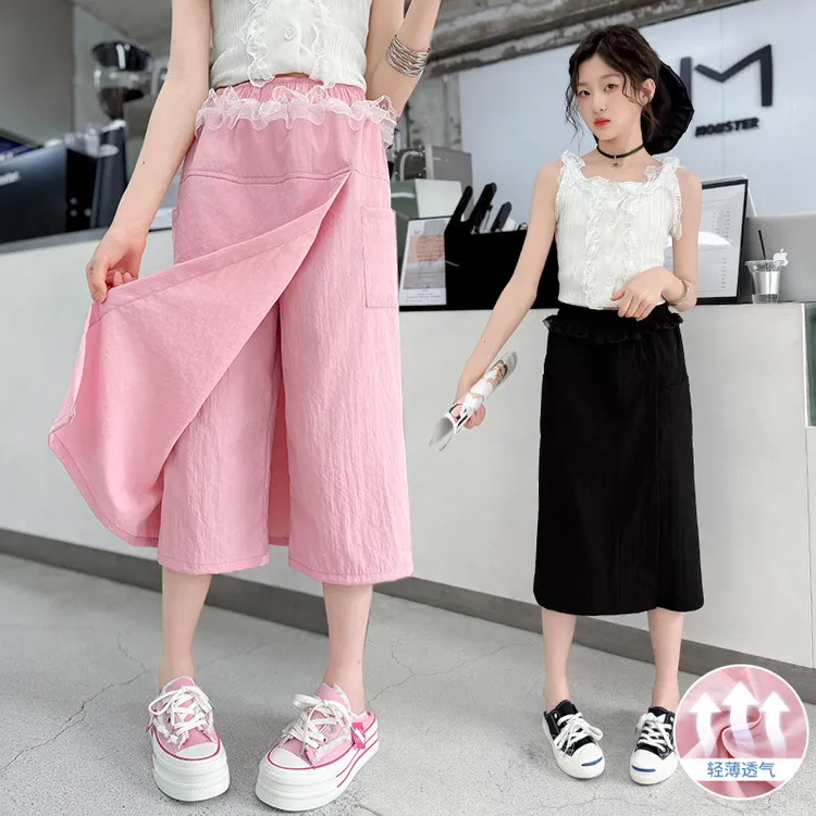 女童裤子夏装洋气裙裤儿童中大童七分裤宽松山本裤夏季薄款阔腿裤