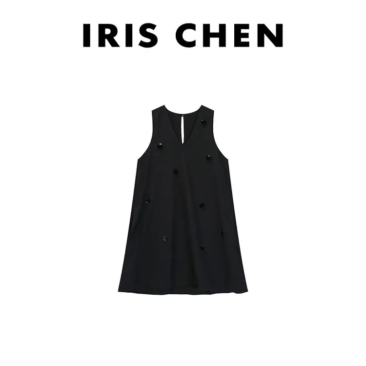 IRIS CHEN 罗曼克 2025夏款莱赛尔天丝立体钉珠连衣裙25LYQ564