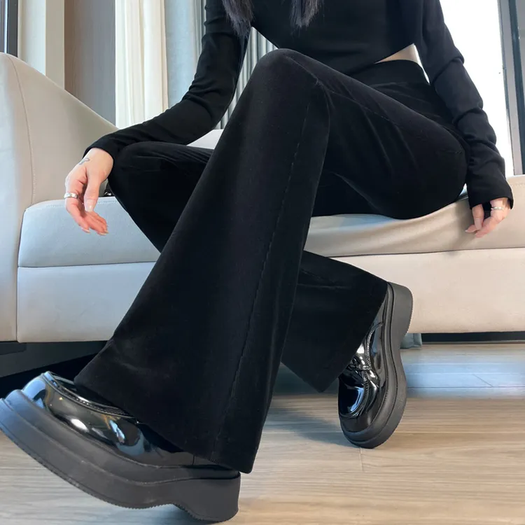 微喇裤女秋季新款高腰显瘦修身显腿长时尚外穿休闲垂感提臀喇叭裤