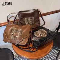 妖精的口袋可爱小狗棕色PU皮单肩包2025年新款高级感斜挎通勤包包