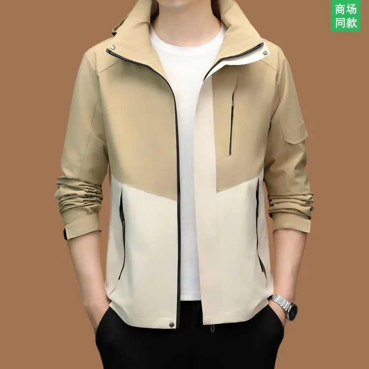 2025新款高端男士夹克秋冬季冲锋衣简约休闲户外登山防风保暖外套