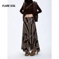 【FLARE SOIL】高腰中长裙网纱蕾丝休闲半身裙拼接裙子 T4637B
