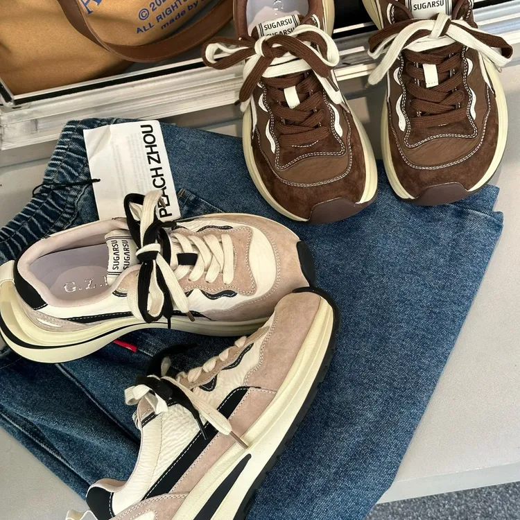 老爹鞋厚底休闲鞋韩版鞋子女款运动鞋小众百搭女鞋ins低帮拼色