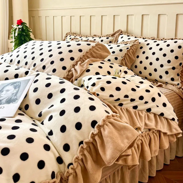 牛奶绒加厚保暖床盖四件套