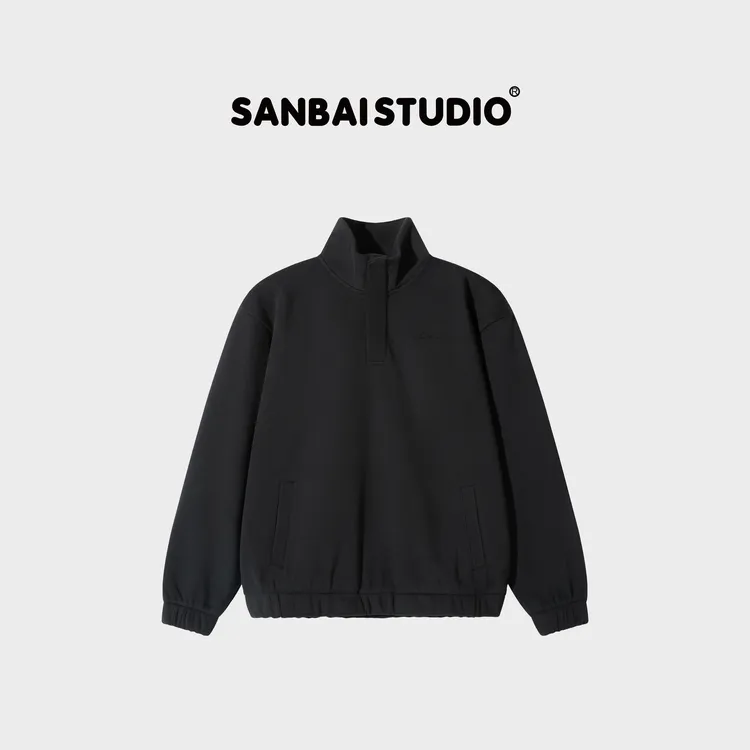 【清仓】SANBAI 叁佰【重磅奥粒绒】秋冬加厚加绒磁吸立领卫衣