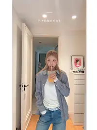 【格纹衬衫】美式复古小格子衬衫高穿搭670
