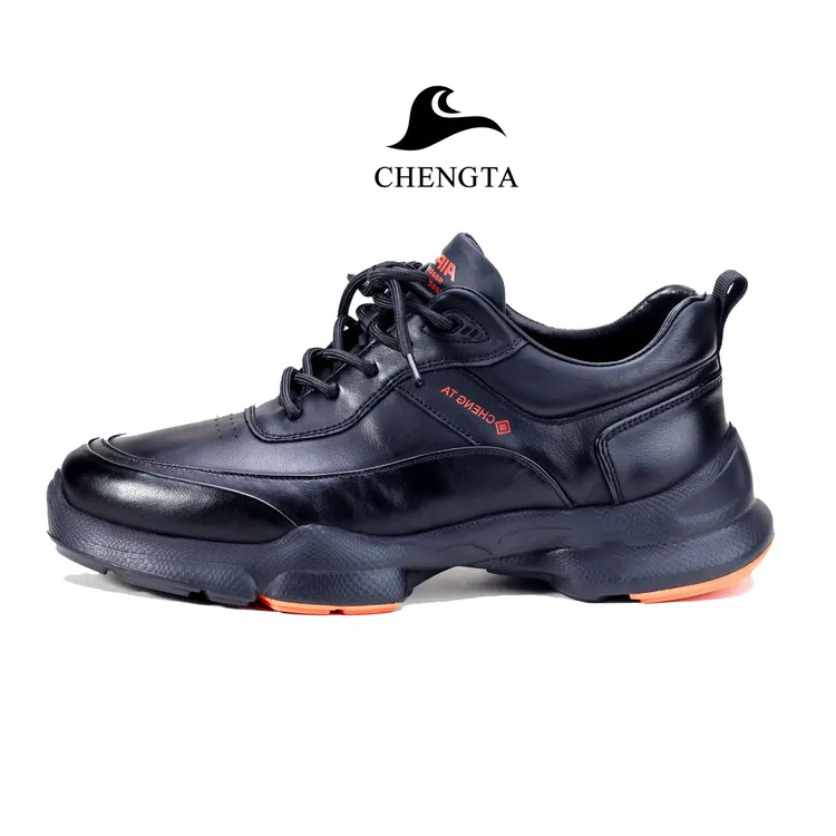 成踏男款百搭男士户外系带轻便休闲风素面时尚防滑真皮休闲皮鞋#6