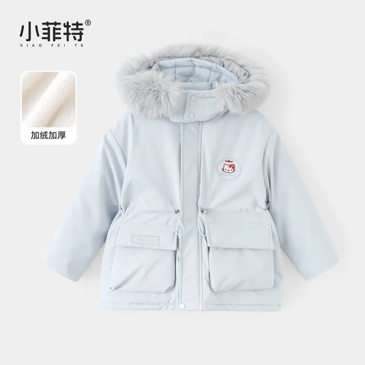 小菲特女童冬装加厚连帽外套中大童保暖上衣儿童派克服BGYD57691