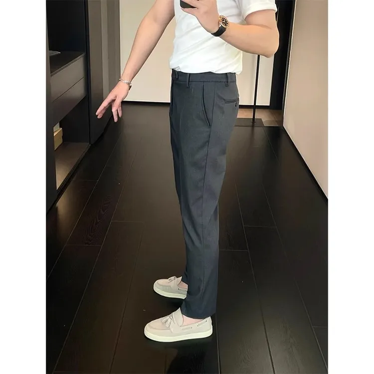 成熟稳重男装西装裤子夏季通勤穿搭高端商务休闲修身直筒男士西裤