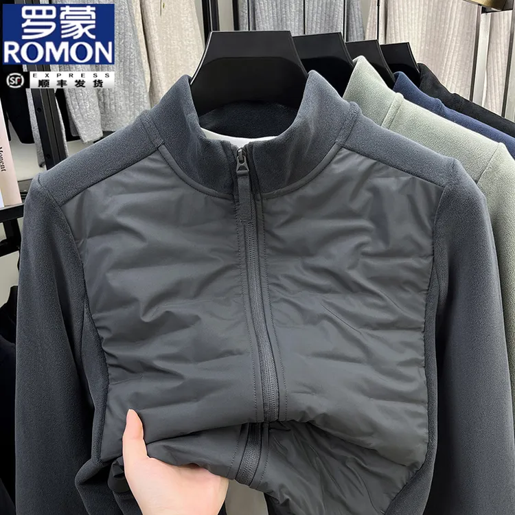 罗蒙秋冬90鸭绒立领羽绒服户外抗寒保暖男款抓绒衣外套夹克男上衣