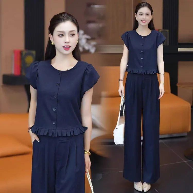 200斤微胖mm休闲套装女士夏季大码显瘦遮肉洋气质减龄妈妈运动服