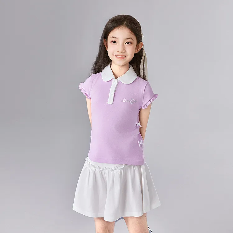 笛莎女童夏季套装2025新款儿童运动时尚洋气百塔polo套-13252T305