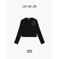 LIUJIUJIU 秋季名媛千金风花边刺绣设计感钩扣针织开衫ZZS4789L