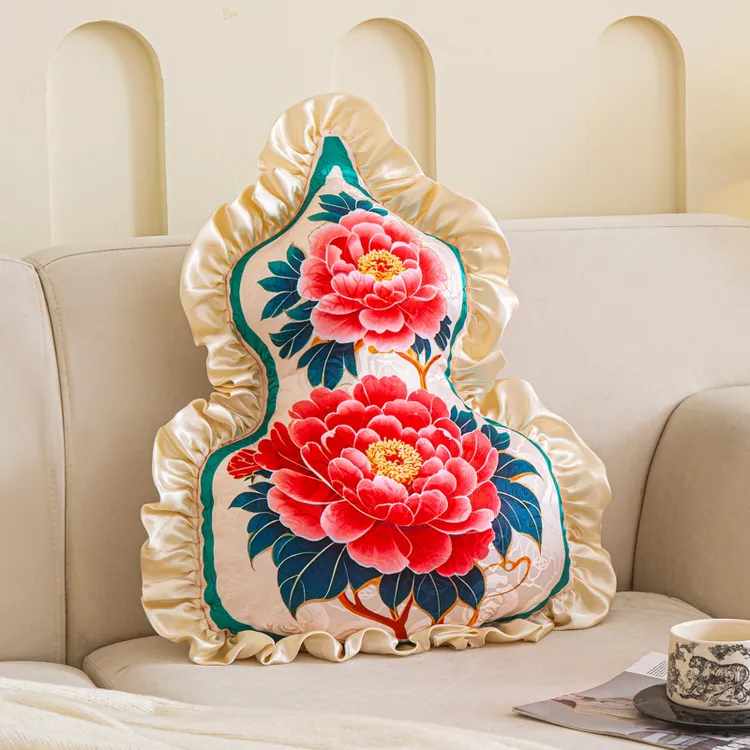 葫芦抱枕新中式轻奢高级感靠垫中国风欧式床头家用美式厚四色葫芦