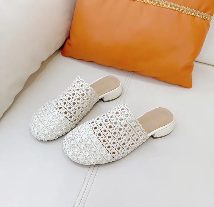 FS LIFE【莫妮卡】时尚编织包头半拖女透气舒适凉拖鞋A3083