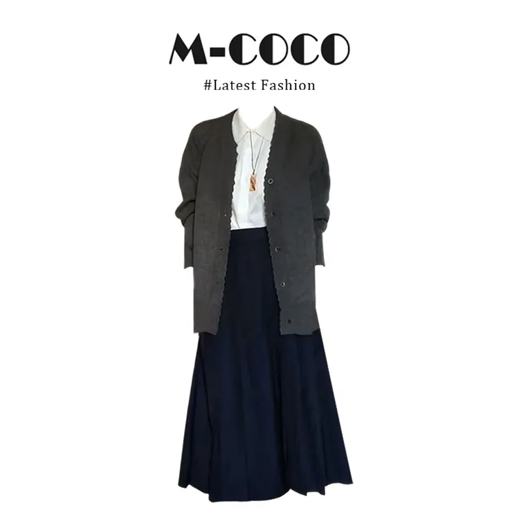 韩系温柔学院风单排扣开衫上衣女搭百褶长裙秋冬通勤氛围穿搭套装