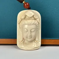 H7536天然猛犸牙 雕刻 观音32*51*18mm一物一图 假一罚十