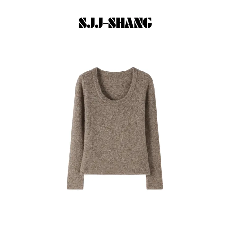 SJJ-SHANG【酸奶衫】澳洲羊毛14支7针蓬松柔软感U型针织衫q136430p