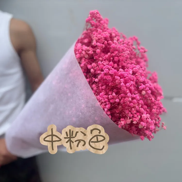 中粉永生花满天星干花满天星花束花束情人节礼物摆摊手工花材