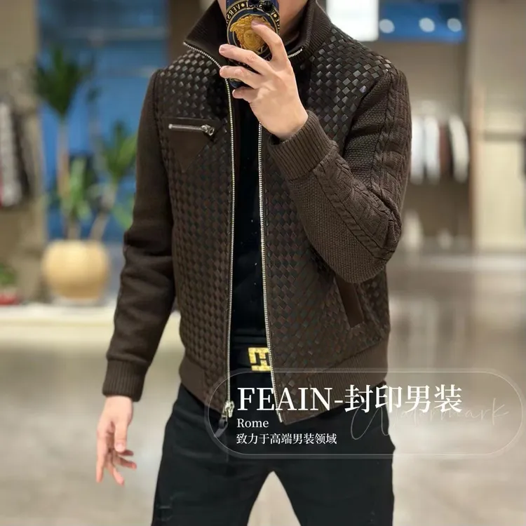 【羊皮编织鹅绒】高端定制真皮羊皮编织鹅绒服88869