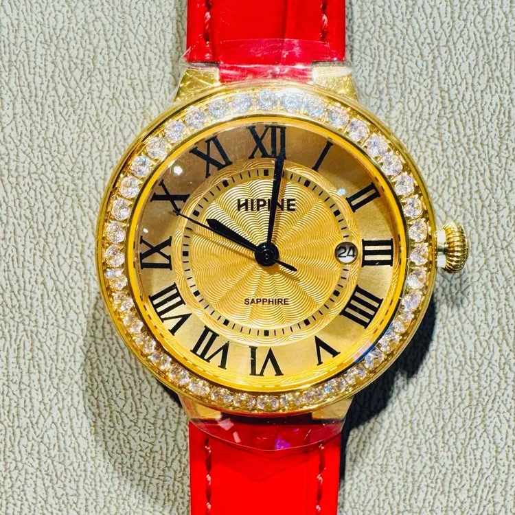 女士黄金腕表防水石英复古时尚圆形女款100%纯金黄金手表0.71克