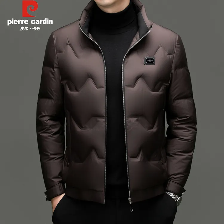 皮尔卡丹羽绒服男士立领短款2025冬季新款白鸭绒帅气保暖外套男装