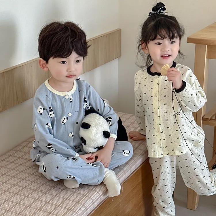 儿童睡衣纯棉A类春秋男女童呼吸棉开衫家居服套装宝宝长袖空调服