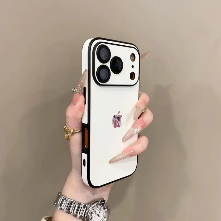 简约白色素皮带膜适用iPhone17Promax苹果16手机壳15/14网红13