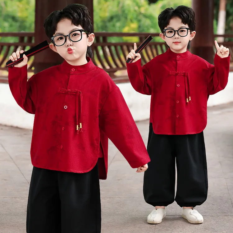 儿童秋装新中式套装男宝宝国风盘扣古装民族风幼儿园唐装汉服演出