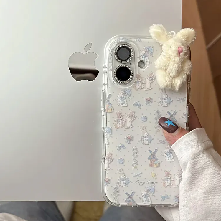 雅天立蝴蝶结小兔子适用苹果16/17/15手机壳华为vivo小米15oppo套