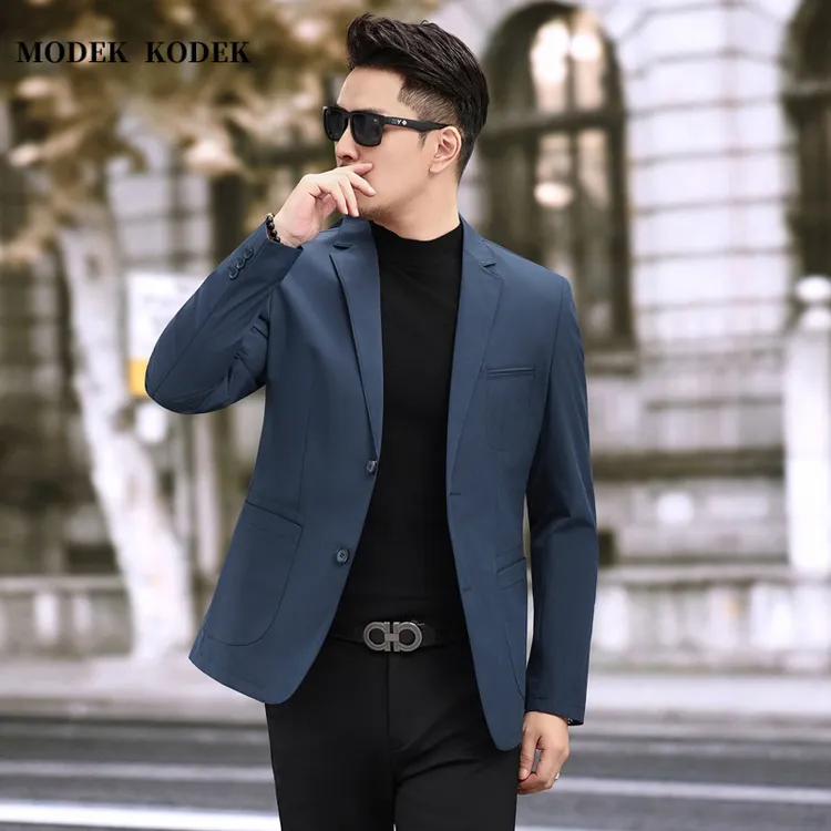 MODEK KODEK时尚潮牌简约修身百搭西服男士秋季潮流商务休闲外套