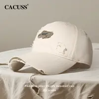 Cacuss鸭舌帽女夏季破洞软顶复古棒球帽韩版时尚加深太阳帽