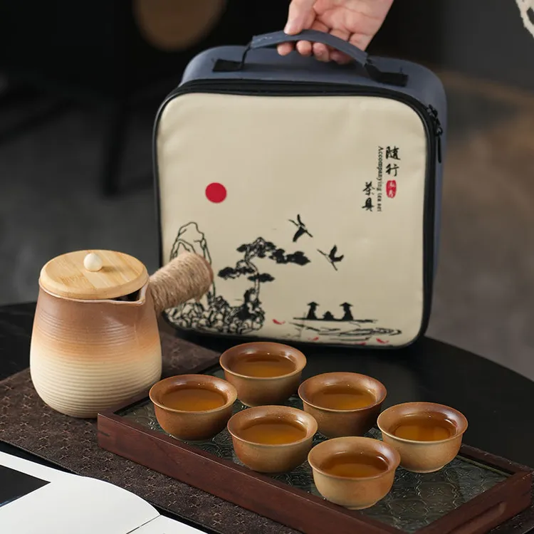 户外烤奶罐创意便捷包包围炉煮茶壶罐罐侧把壶家用粗陶耐高温炭火