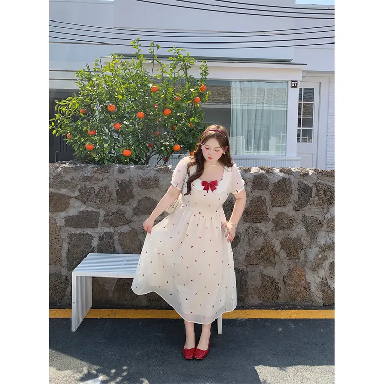徐达布【月风信子】大码娃娃领连衣裙女法式海边度假裙L31665C51