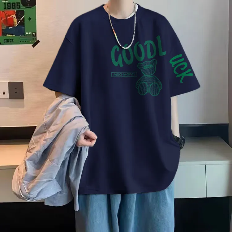 小众韩版新款大码300斤胖子100%纯棉个性洋气ins个性印花短袖上衣